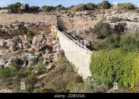 A second of wall in the Victoria Lines, Malta Stock Photo