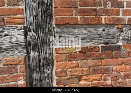 Timber and brick barn wall, Boscobel House, Shropshire, England, UK Stock Photo