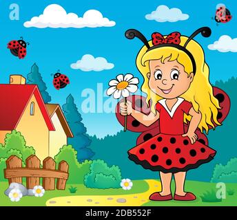 Ladybug girl theme image 2 - picture illustration. Stock Photo