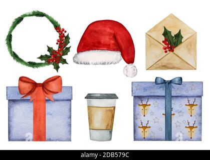 Beautiful drawing of boxes with gifts. Close-up Stock Photo