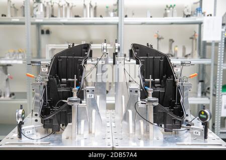 instrument for precise 3D measurement of plastic moldings for the automotive industry. Stock Photo