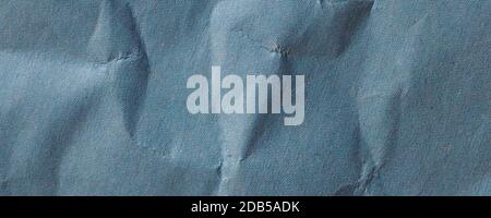 wide blue crinkled paper texture useful as a background Stock Photo