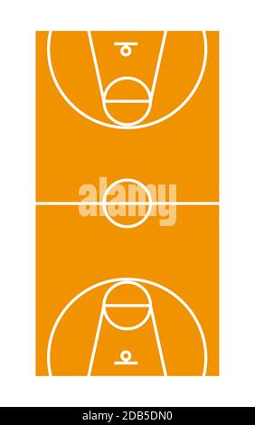 basketball field sport orange lines illustration Stock Photo