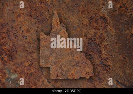 Map of Queensland on rusty metal Stock Photo - Alamy