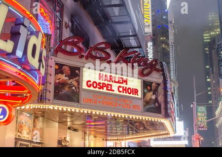 B.B.King Blues Club and Grill. Restaurant with Harlem Gospel Choir in Manhattan Times Square, New York City, USA Stock Photo