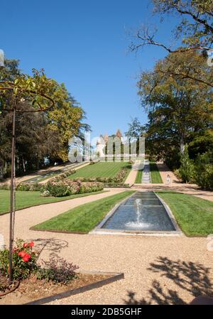 Milandes, France - September 4, 2018: the garden of Chateau des Milandes, a castle  in the Dordogne, from the forties to the sixties of the twentieth Stock Photo