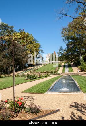 Milandes, France - September 4, 2018: the garden of Chateau des Milandes, a castle  in the Dordogne, from the forties to the sixties of the twentieth Stock Photo