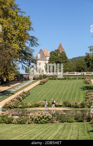 Milandes, France - September 4, 2018: the garden of Chateau des Milandes, a castle  in the Dordogne, from the forties to the sixties of the twentieth Stock Photo