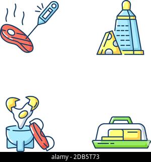 Kitchen appliance RGB color icons set Stock Vector