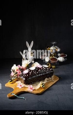 Delicious Easter homemade chocolate cake Stock Photo