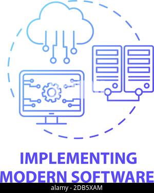 Implementing modern software concept icon Stock Vector