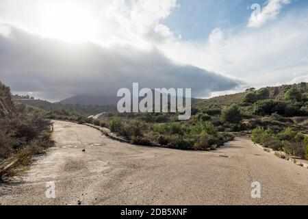 Abandoned and derelict construction site, roads infrastructure left unfinished in Andalucia, Spain. Stock Photo