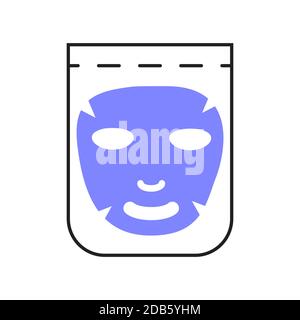 Facial mask sheet icon vector. Cleaning, whiting face and use cosmetic mask. Info-graphic in outline style illustration isolated on white background. Stock Vector