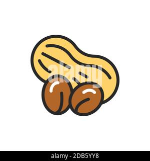Peanut color line icon. Isolated vector element. Outline pictogram for web page, mobile app, promo. Stock Vector