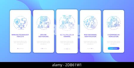 Information technology in agriculture onboarding mobile app page screen with concepts Stock Vector