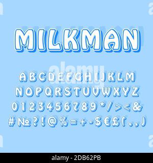 Milkman vintage 3d vector alphabet set Stock Vector