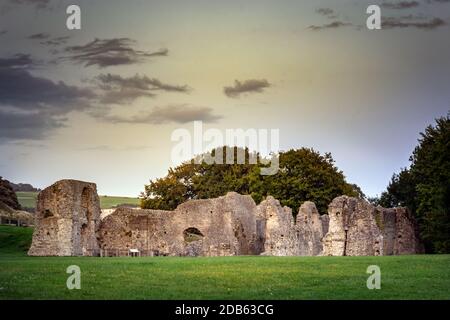 LEWES, ENGLAND - AUGUST 19, 2019: Ruins of Lewes priory, the first Cluniac foundation in England, which was demolished by thomas Cromwell Stock Photo