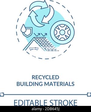 Recycled building materials blue concept icon Stock Vector