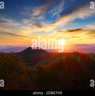 sunset on old volcanic cone in Etna Park a landmark of Sicily nature and outdoor tourism Stock Photo