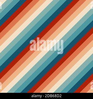 Seamless rainbow stripes pattern. Retrowave 80s art retro rainbow vector illustration. Abstract rainbow background, turquoise and orange retro colors Stock Vector