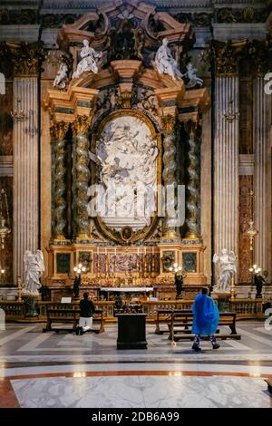 Details of the Interior of Chiesa di Sant' Ignazio di Loyola (Saint Ignatius of Loyola at Campus Martius) - Beautiful Baroque Catholic Church in Rome, Stock Photo