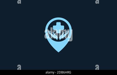 medical health hospital cross with map pin location  logo icon vector illustration design Stock Vector