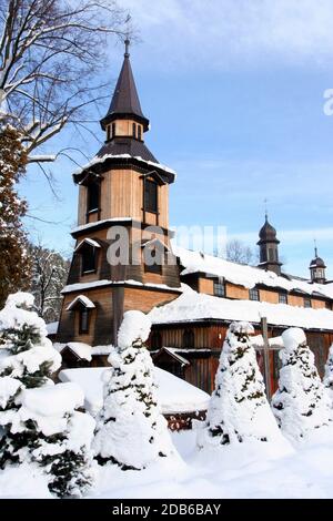 Zawoja. Poland. A wooden church modeled after Austrian churches built by prince Albrecht Habsburg in 1888. Stock Photo