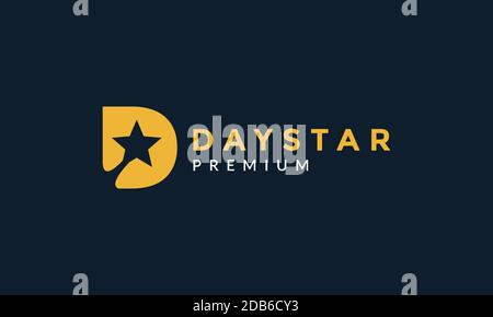 letter D bold modern with star logo icon vector illustration design Stock Vector