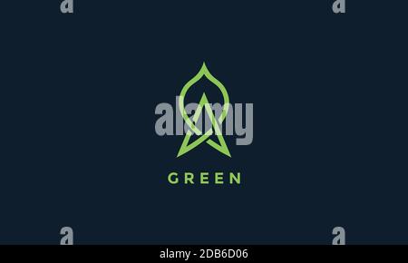 letter A with leaf green plant tree bold line modern  logo icon vector illustration design Stock Vector