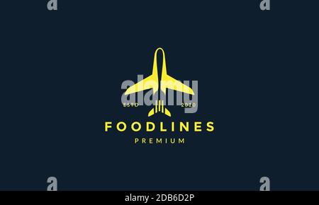 airplane with fork for food or restaurant modern logo icon vector illustration design Stock Vector