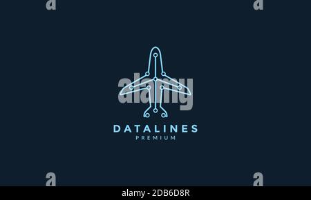 airplane line tech connect  logo icon vector illustration design Stock Vector