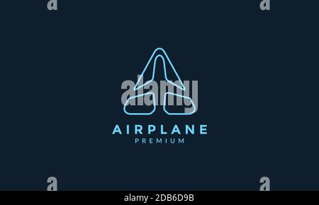 airplane with triangle line rounded logo icon vector illustration design Stock Vector