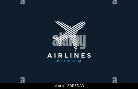 airplane silhouette modern bold line logo icon vector illustration design Stock Vector