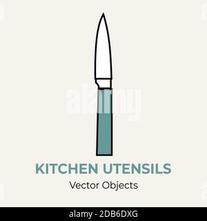Kitchen knife vector isolated illustration. Vector line illustration logo icon menu banner flayer. Kitchen cutlery logo Stock Vector