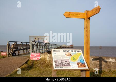 The jetty out to the lifeboat at Spurn Point lifeboat station on Spurn Point National Nature Reserve, Yorkshire, UK. Stock Photo