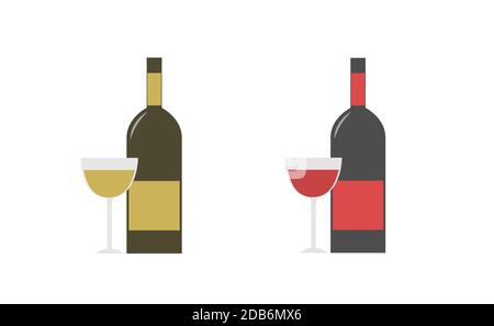 Red and white wine bottles vector icons Stock Vector