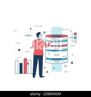 Man and server hardware Stock Vector