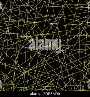 Asymmetrical texture with random chaotic lines, abstract geometric pattern. Black and green vector illustration of design element for creating modern Stock Vector