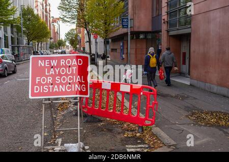 New Road Layout for Social Distancing, Adelaide Street, Belfast, Northern Ireland Stock Photo