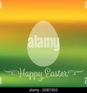 Happy Easter quote banner or greeting card with egg shape in fresh spring colors. EPS10 Vector image with text and gradient mesh background. Stock Vector