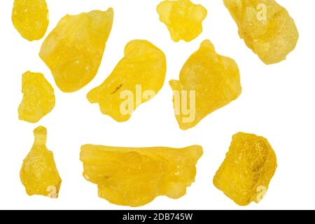 Olibanum, raw pieces cut out on a white background Stock Photo