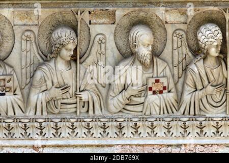 Pisa - part of relief on the front of the Baptistery Stock Photo