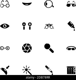 Optometry icon - Expand to any size - Change to any colour. Perfect Flat Vector Contains such Icons as trial lens, glasses, eye drops, pipette dropper Stock Vector
