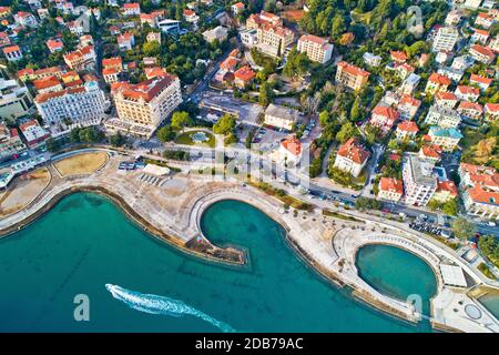 Opatija. Slatina beach in Opatija aerial panoramic view, Kvarner bay of Croatia Stock Photo