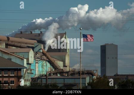 US Steel Gary Works steel mill in Gary Indiana Stock Photo