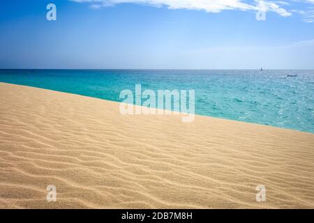 Ponta preta beach and dune in Santa Maria, Sal Island, Cape Verde, Africa Stock Photo