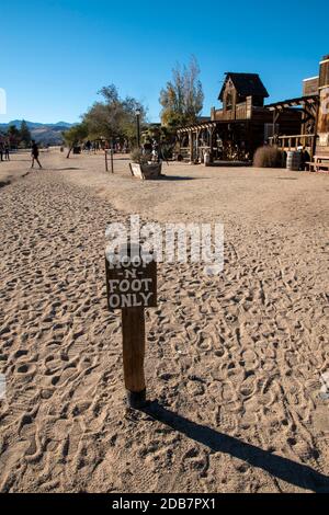 Pioneertown is an unincorporated town in San Bernardino County, CA, USA which features an old western-style Main Street. Stock Photo