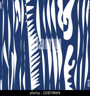 Abstract wave shapes pattern background. Blue and white Stock Vector