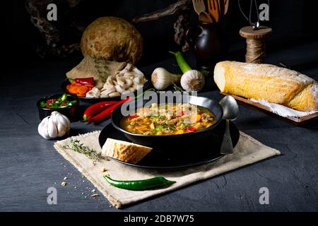 Flaczki - tripe soup the Polish way Stock Photo