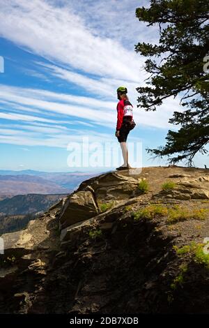 WA18142-00...WASHINGTON - Overlooking the Wenatchee River and the Columbia River Valleys from Mission Ridge in the Wenatchee National Forest. Stock Photo